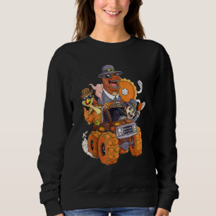 Thanksgiving Turkey Pie Pilgrim Rex Riding Truck B Sweatshirt
