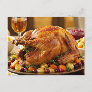 Thanksgiving Turkey Postcard Cozy Holiday Dinner