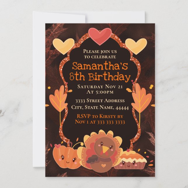 Thanksgiving Turkey Pumpkin Pie Invitation (Front)