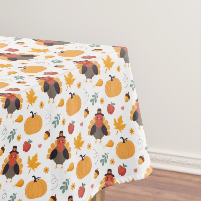 Thanksgiving Turkey Pumpkin Tablecloth (In Situ)
