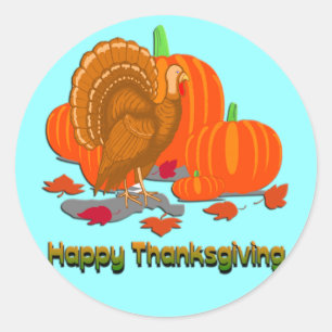 Thanksgiving Turkey Pumpkins Classic Round Sticker