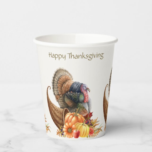 Thanksgiving Turkey Pumpkins Paper Cups (Left)