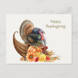 Thanksgiving Turkey Pumpkins Postcard