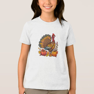 Thanksgiving Turkey Pumpkins T-Shirt Tri-Blend Shirt