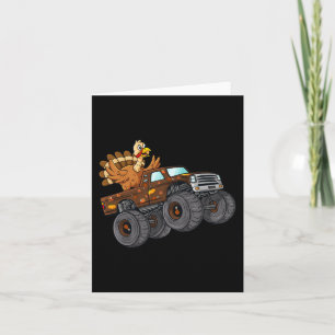Thanksgiving Turkey Riding Monster Truck Boys Kids Card