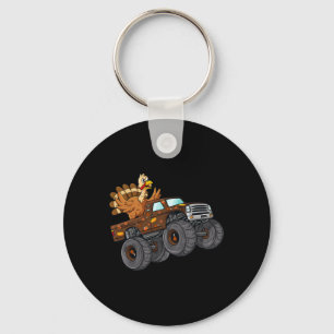 Thanksgiving Turkey Riding Monster Truck Boys Kids Key Ring
