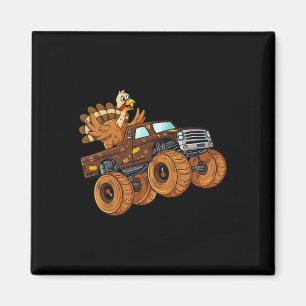 Thanksgiving Turkey Riding Monster Truck Boys Kids Magnet