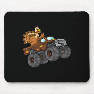 Thanksgiving Turkey Riding Monster Truck Boys Kids Mouse Pad