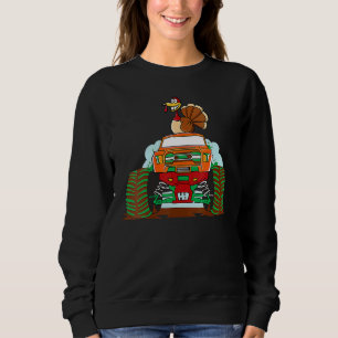 Thanksgiving Turkey Riding Monster Truck Boys Kids Sweatshirt