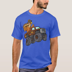 Thanksgiving Turkey Riding Monster Truck Boys Kids T-Shirt