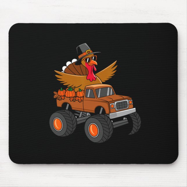 Thanksgiving Turkey Riding Monster Truck  Mouse Pad (Front)