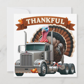 Thanksgiving Turkey Riding Semi Truck Invitation