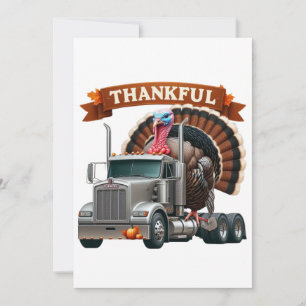 Thanksgiving Turkey Riding Semi Truck Invitation