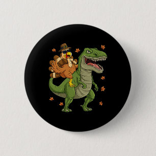 Thanksgiving Turkey Riding T Rex Dinosaur Toddler  6 Cm Round Badge