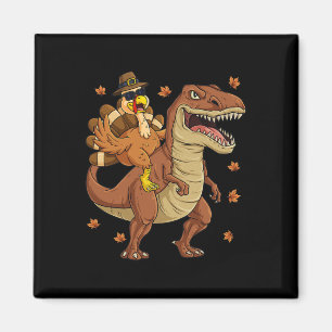 Thanksgiving Turkey Riding T Rex Dinosaur Toddler  Magnet