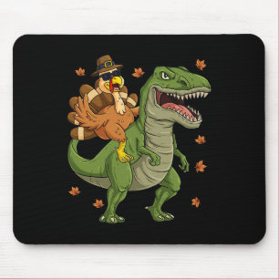 Thanksgiving Turkey Riding T Rex Dinosaur Toddler Mouse Pad