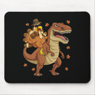 Thanksgiving Turkey Riding T Rex Dinosaur Toddler  Mouse Pad