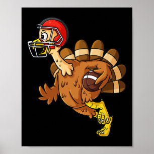 Thanksgiving Turkey Running Back Football Boys Kid Poster
