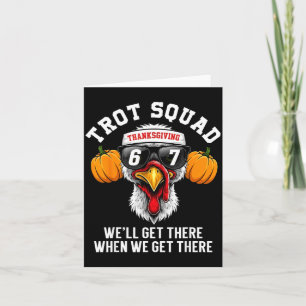 Thanksgiving Turkey Running Funny 67 Meme Trot Squ Card