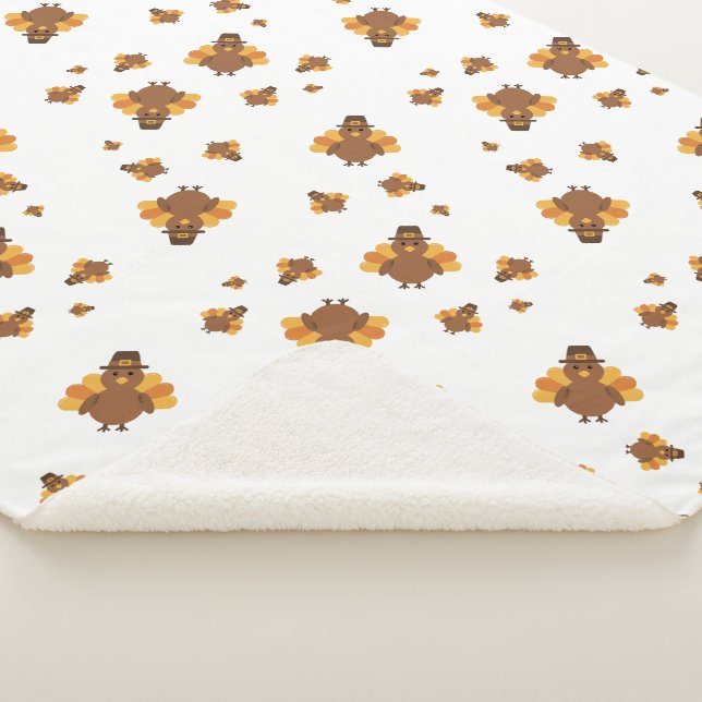 Thanksgiving Turkey Sherpa Blanket (3/4)