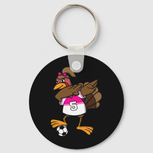 Thanksgiving Turkey Shirt For Girls Soccer Dab Dab Key Ring