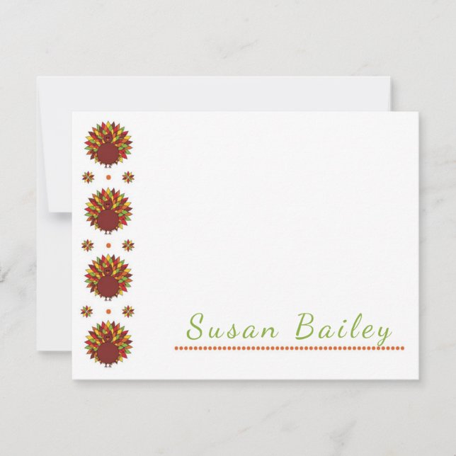 Thanksgiving Turkey Side Personalised Stationery Card (Front)