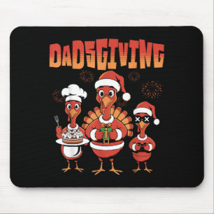 Thanksgiving Turkey Squad Dancing Dad Mom Kid Happ Mouse Pad