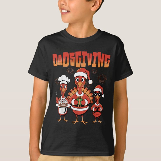 Thanksgiving Turkey Squad Dancing Dad Mom Kid Happ T-Shirt (Front)