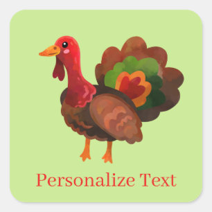 Thanksgiving Turkey Square Sticker