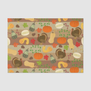 Thanksgiving Turkey Squash Autumn Harvest Pattern Tissue Paper