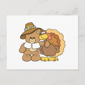 thanksgiving turkey teddy bear design holiday postcard