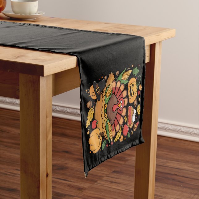 Thanksgiving Turkey Thankful Pie Fall Family Short Table Runner (In Situ)