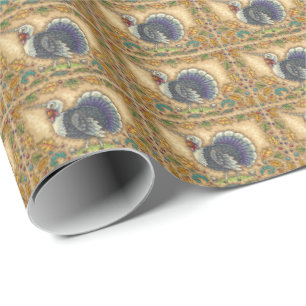 THANKSGIVING TURKEY UNICORN, WHIMSICAL FANTASY WRAPPING PAPER