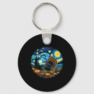 Thanksgiving Turkey Van Gogh Starry Night Turkey D Key Ring