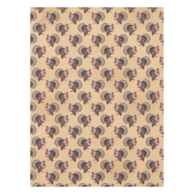 Thanksgiving Turkey Vintage  Tablecloth (Front)