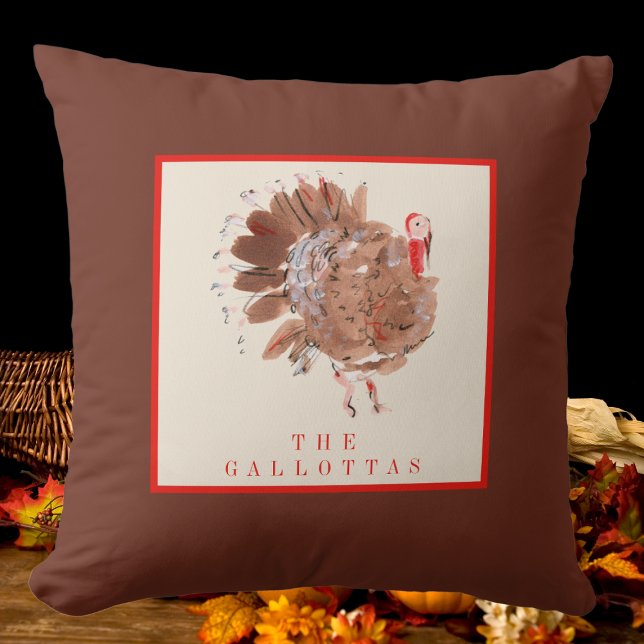 Thanksgiving Turkey Watercolor Custom Cushion (Creator Uploaded)
