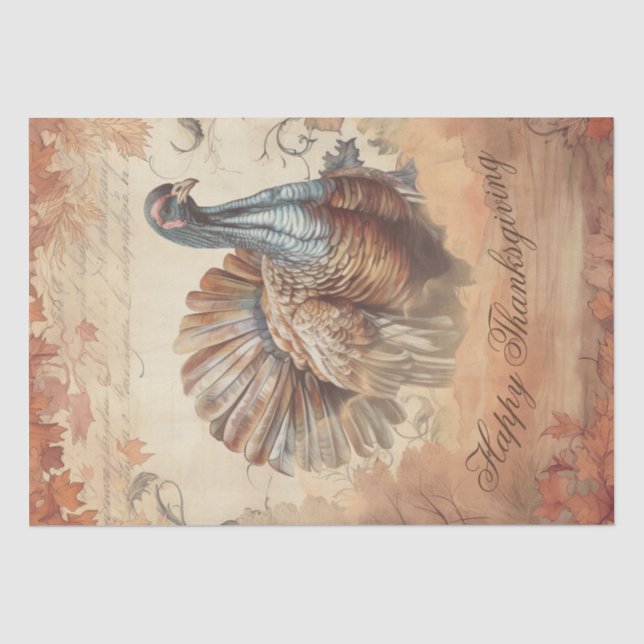 Thanksgiving Turkey Watercolor Tissue Paper (Front)