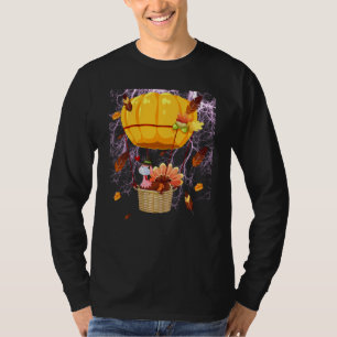 Thanksgiving Turkey Wearing Mask And Hot Air Ballo T-Shirt