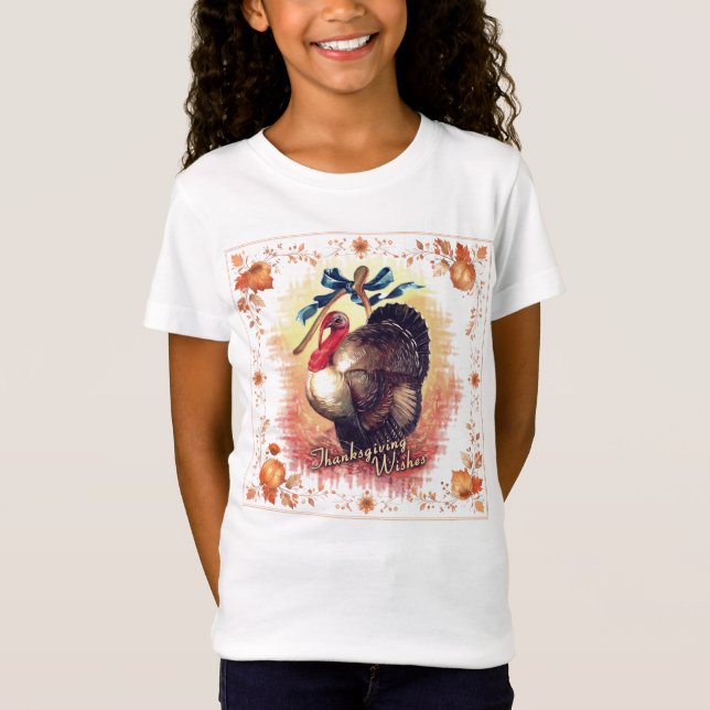 Thanksgiving Turkey Wishes Childrens T-Shirt (Front)