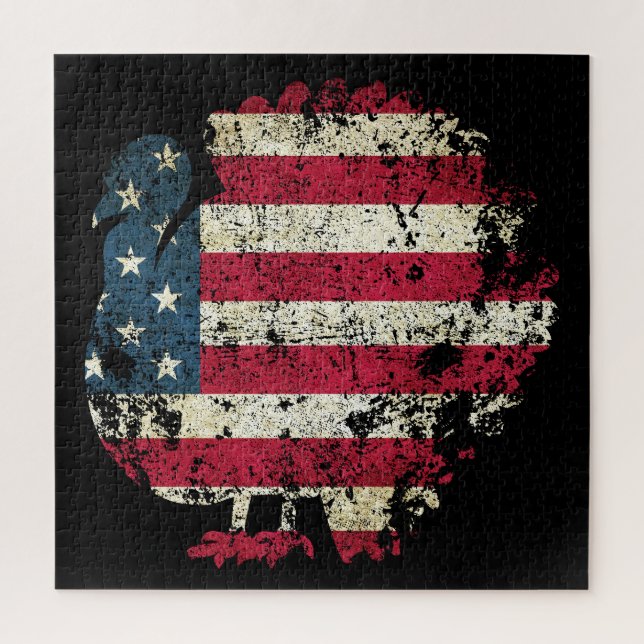 Thanksgiving Turkey With American Flag Jigsaw Puzzle (Vertical)