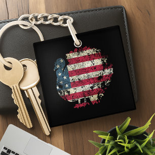 Thanksgiving Turkey With American Flag Key Ring
