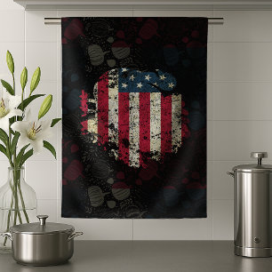 Thanksgiving Turkey With American Flag Tea Towel