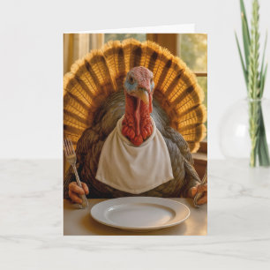 Thanksgiving Turkey With Knife and Fork Card
