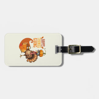 Thanksgiving Turkey with Pumpkin Hat Luggage Tag
