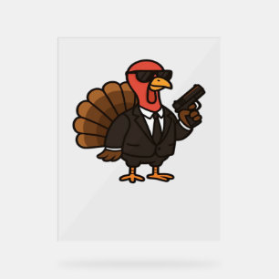 Thanksgiving Turkey with Pumpkin Pie Essential T-S Acrylic Sign
