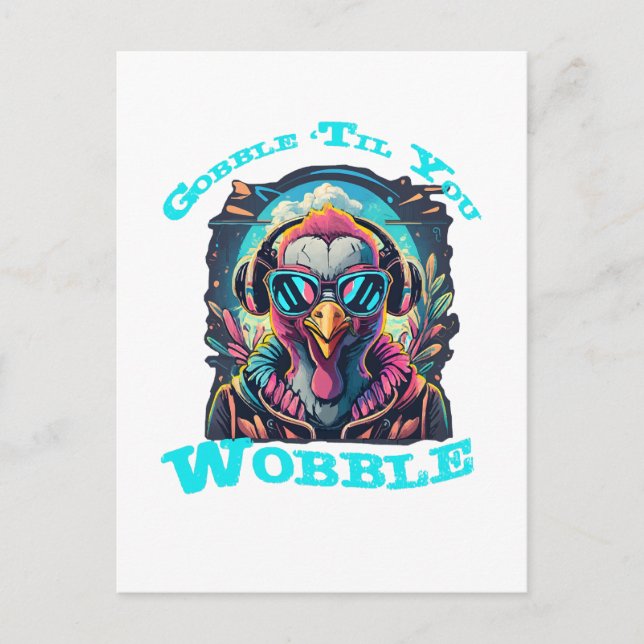 Thanksgiving Turkey Wobble Invitation Postcard (Front)