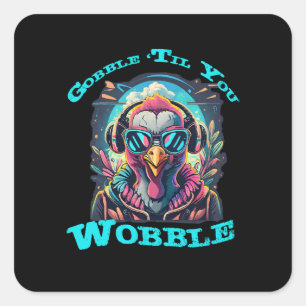 Thanksgiving Turkey Wobble Square Sticker