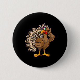 Thanksgiving Turkey Women Girl Leopard Print Autum 6 Cm Round Badge