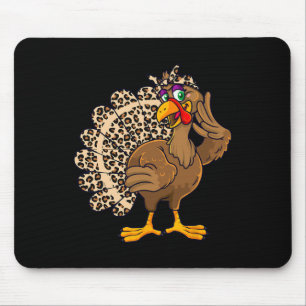 Thanksgiving Turkey Women Girl Leopard Print Autum Mouse Pad