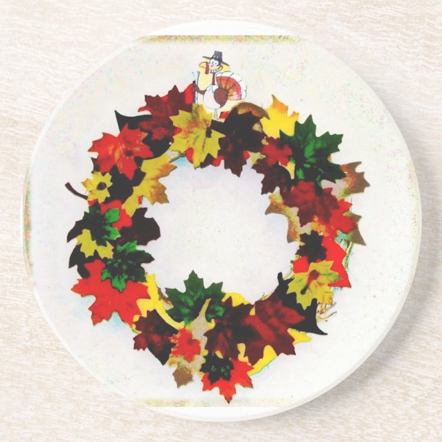 Thanksgiving Turkey Wreath Coaster (Front)
